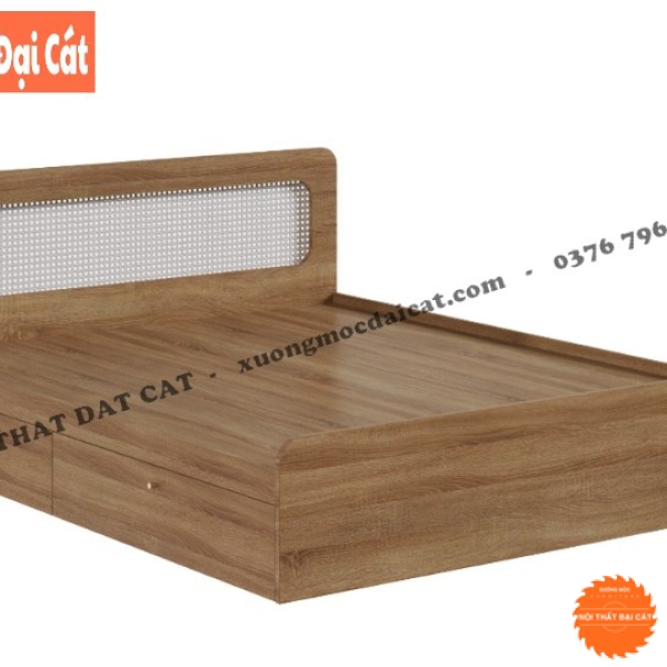 Giường ngủ gỗ kết hợp mây đẹp GM027