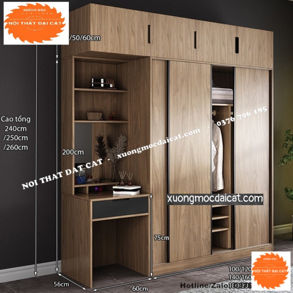 Tủ áo quần kết hợp bàn trang điểm MS22274