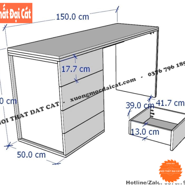 Bàn làm việc gỗ công nghiệp tone trắng BLV120