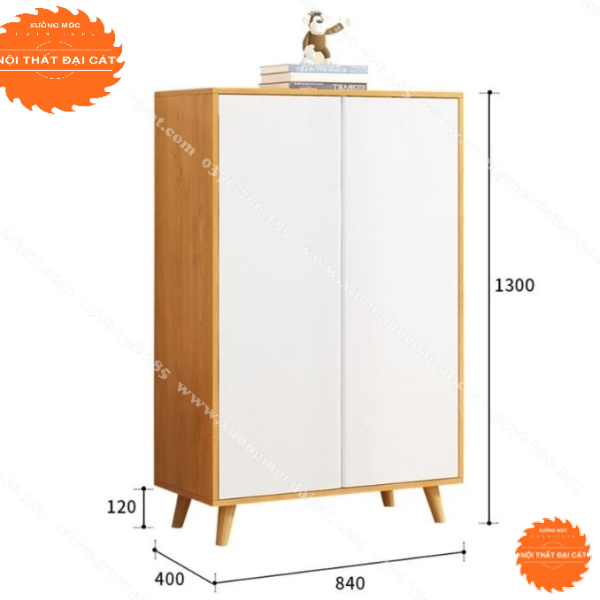 Tủ áo quần trẻ em 2 cánh đơn giản 