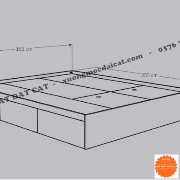Giường ngủ gỗ phong cách 3 hộc kéo G129