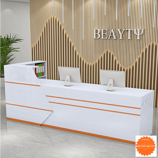 Quầy lễ tân tone trắng hiện đại QLT033