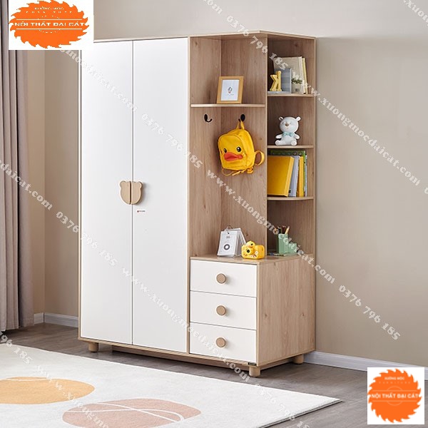Tủ áo quần gỗ thiết kế đa chức năng cho bé 