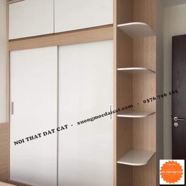 Tủ áo quần thân gỗ cánh trắng MS22285