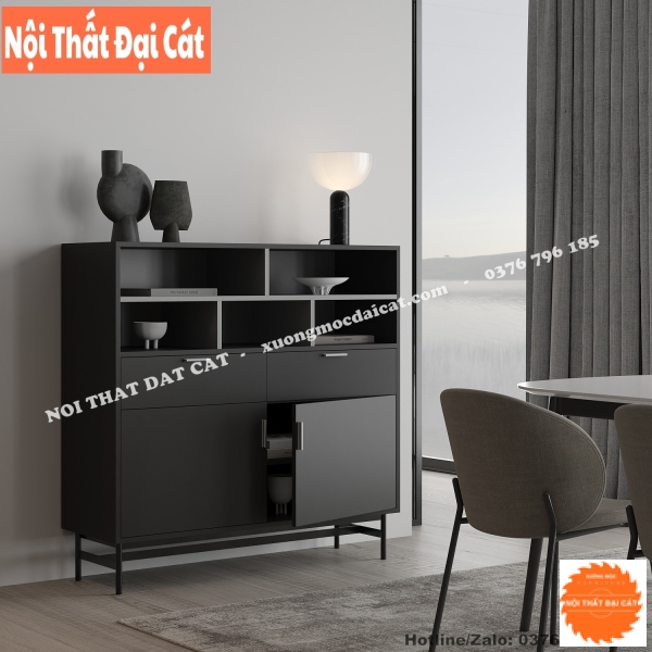 Tủ bếp gỗ công nghiệp tone đen TBN062