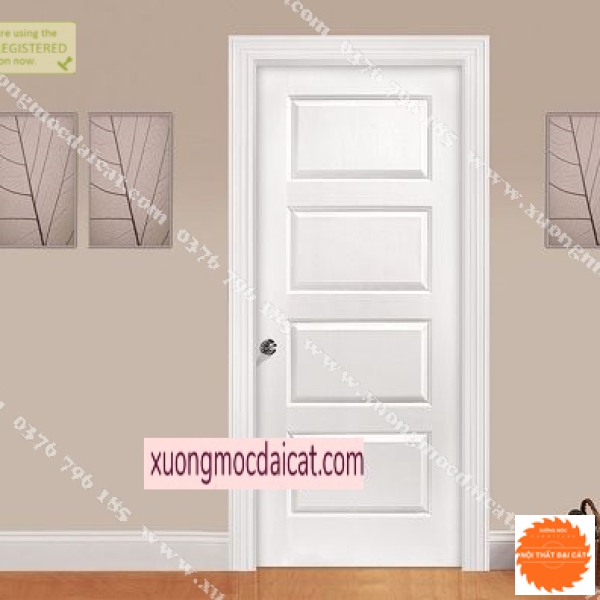 Cửa gỗ công nghiệp MDF phủ melamine màu trắng