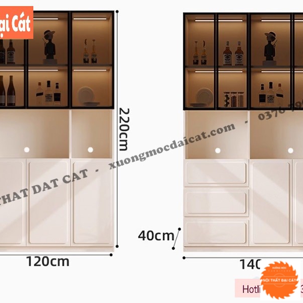 Tủ bếp gỗ kính sang trọng, hiện đại TBN124