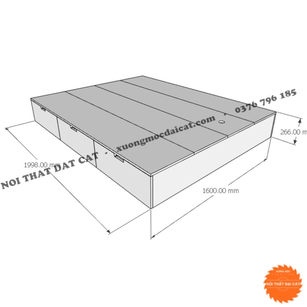 Giường ngủ gỗ 3 hộc kéo G131