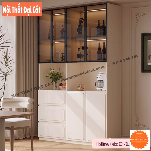 Tủ bếp gỗ kính sang trọng, hiện đại TBN124