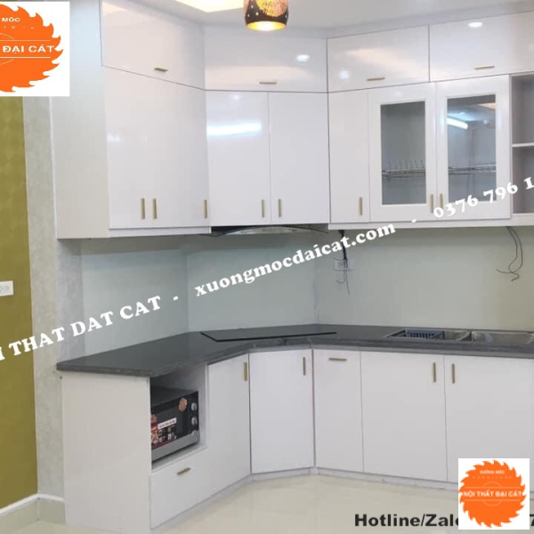 Tủ bếp tone trắng đẹp MS0024 