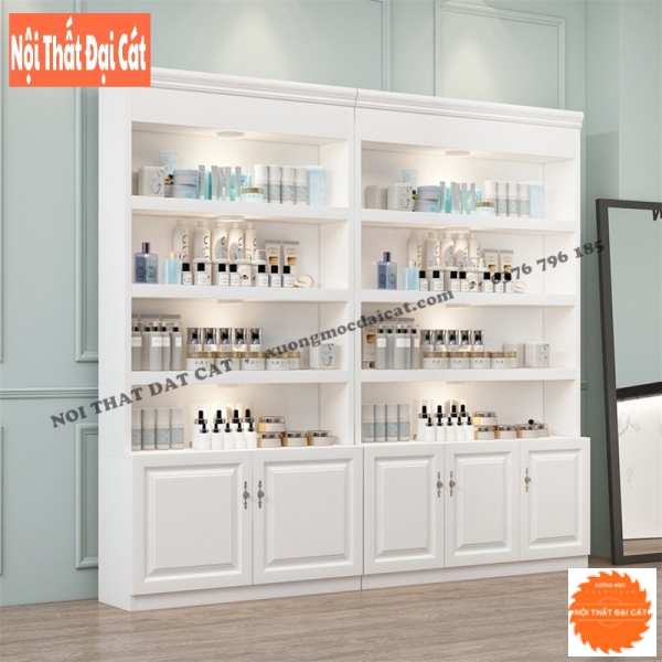 Tủ decor nail gỗ cao cấp - Đèn led & Vòm nổi bật TN018