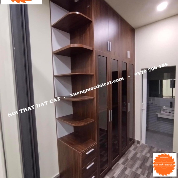 Tủ áo quần gỗ lộng kính MS22181