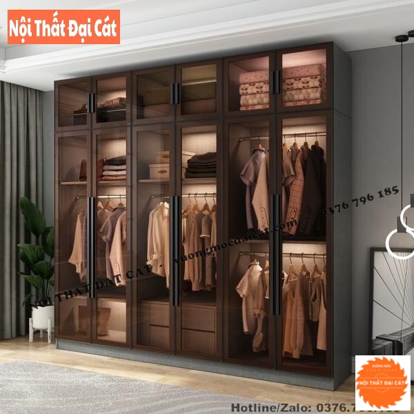 Tủ áo quần gỗ lộng kính MS22304