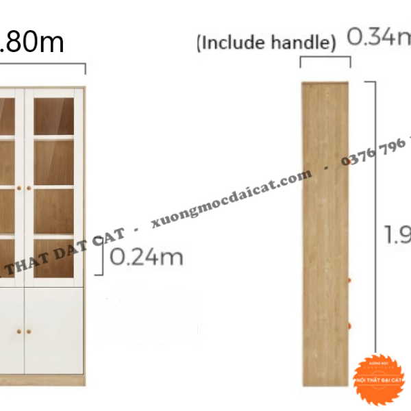 Tủ sách phòng khách thiết kế đẹp KS234