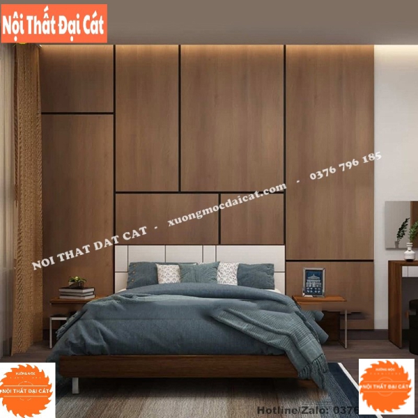 Vách ốp đầu giường gỗ thiết kế đơn giản VOĐG020