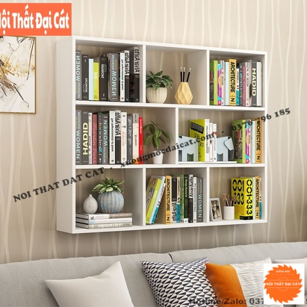 Kệ sách gỗ màu trắng treo tường KS135