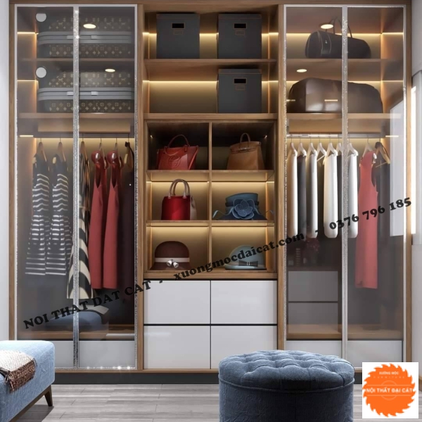 Tủ áo quần gỗ cánh kính MS22308