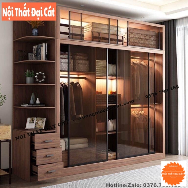 Tủ áo quần gỗ lộng kính MS22311
