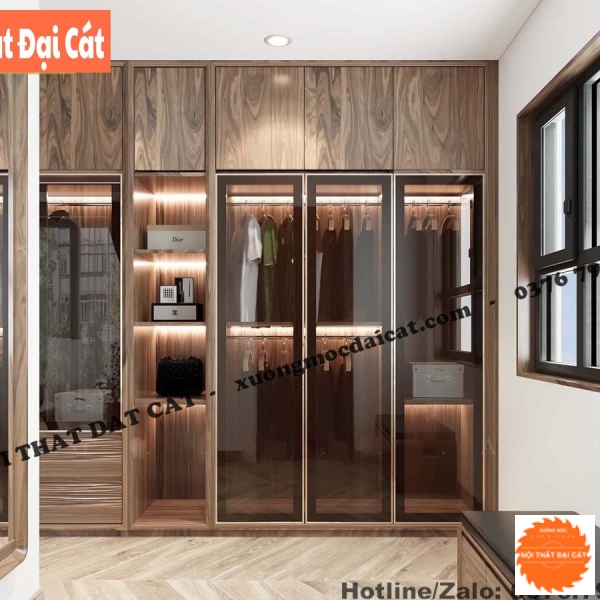 Tủ áo quần gỗ cánh kính MS22312
