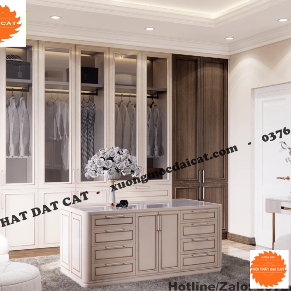 Tủ áo quần tone trắng cổ điển MS22313