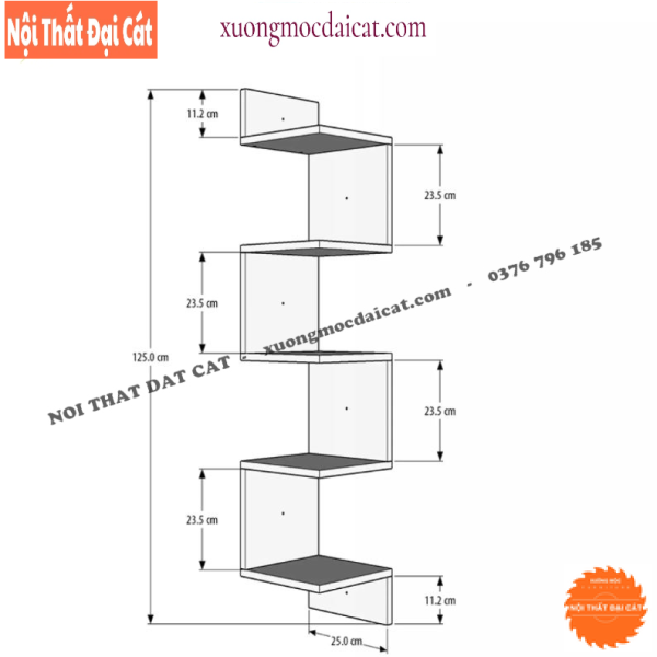Kệ trang trí góc treo tường đẹp KTT147