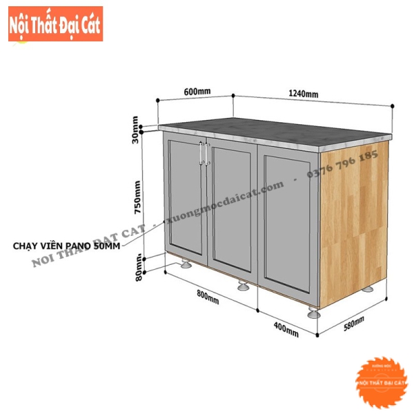 Tủ bếp mini gỗ công nghiệp TBMN002