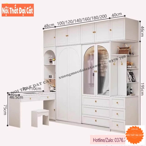 Tủ áo quần thiết kế kịch trần TA472