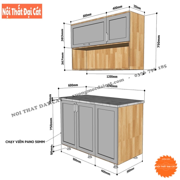 Tủ bếp mini gỗ công nghiệp TBMN002
