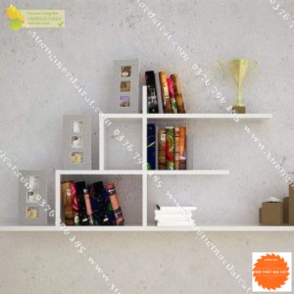 Kệ sách tông trắng thiết kế đẹp KS116