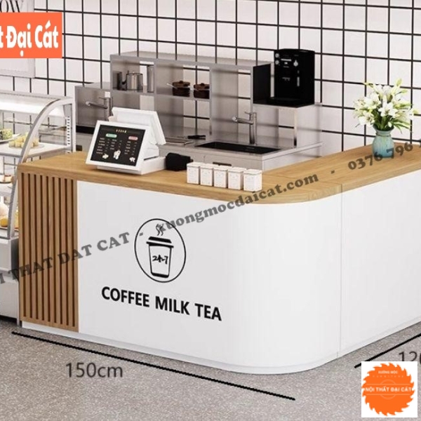 Quầy pha chế trà sữa chữ L QB008