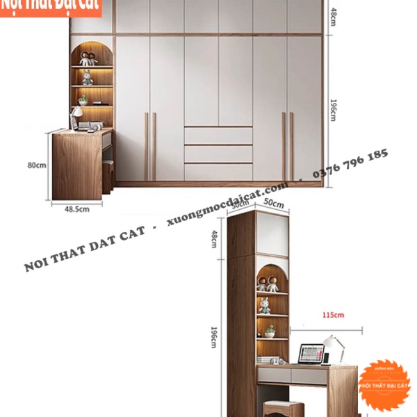 Tủ áo quần kết hợp bàn làm việc TA152