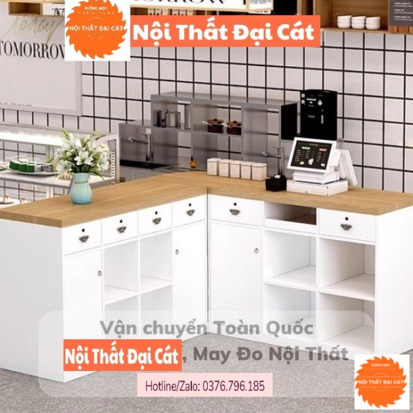 Quầy pha chế trà sữa chữ L QB008