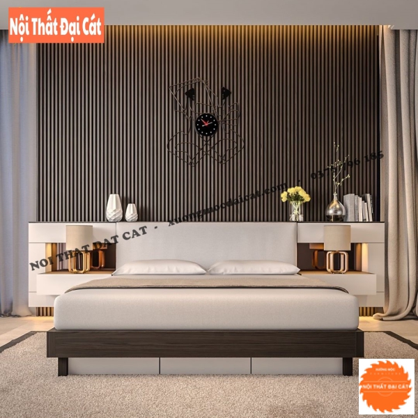 Vách ốp đầu giường thanh gỗ VOĐG021