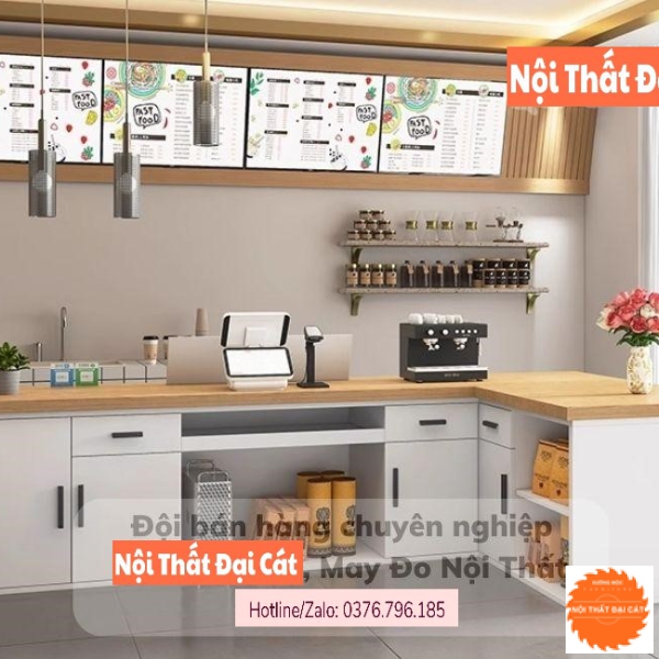 Quầy gỗ bán trà sữa hiện đại QB009