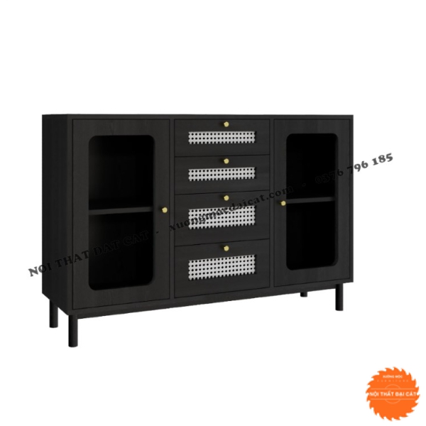 Tủ gỗ mây đựng đồ thiết kế đẹp TGM012