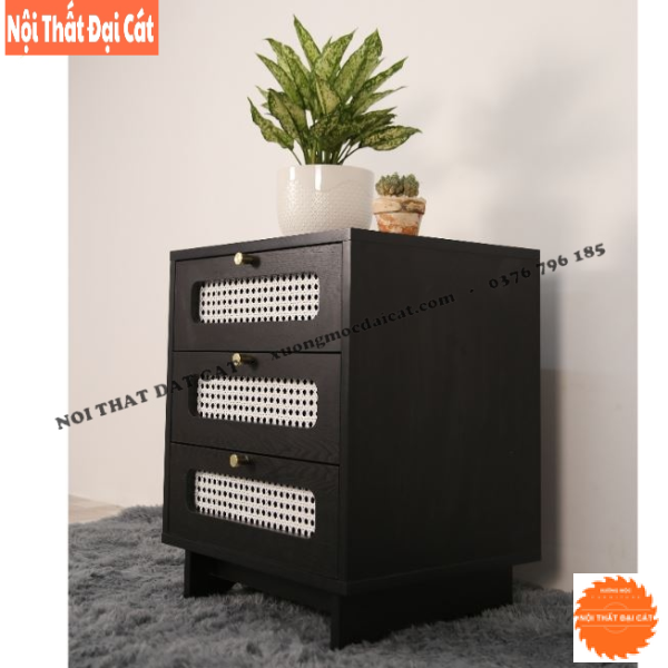Tủ gỗ mây lưu trữ đồ 3 hộc kéo TGM013