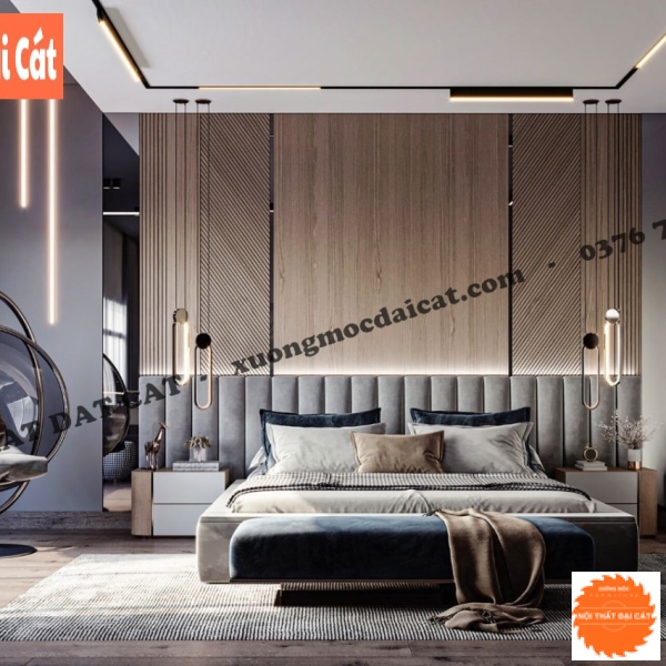 Vách ốp đầu giường phòng ngủ VOĐG023