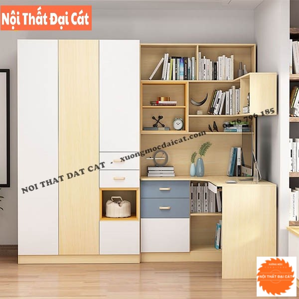 Tủ áo quần kèm bạn học kệ sách TA157
