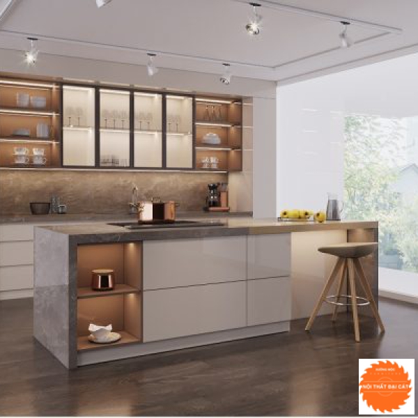 Tủ bếp chữ I thiết kế đa năng kèm đảo bếp TB0092