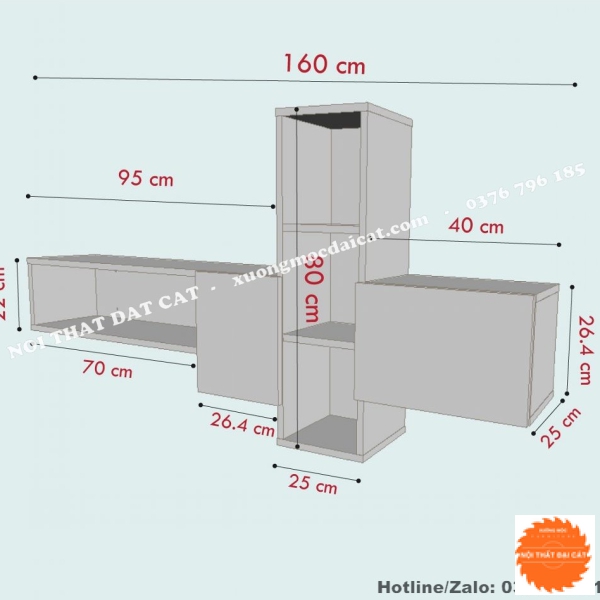 Kệ tivi treo tường hiện đại KT351