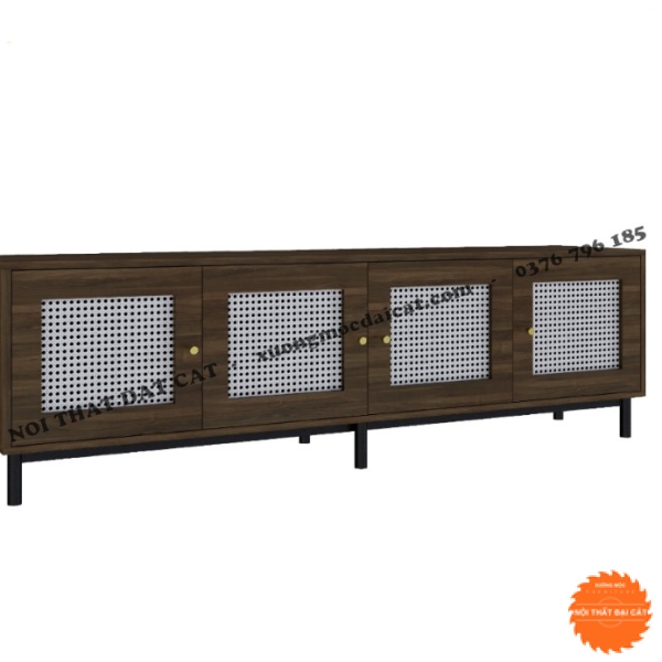 Kệ tivi gỗ mây 4 hộc mở KTV375