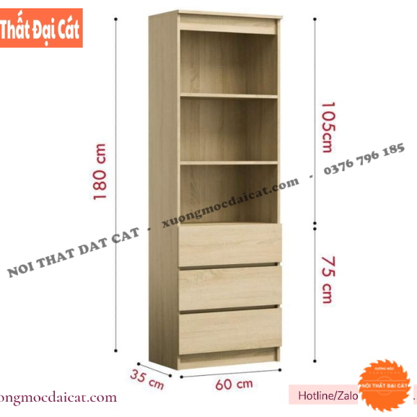 Tủ sách bằng gỗ thiết kế đơn giản KS238