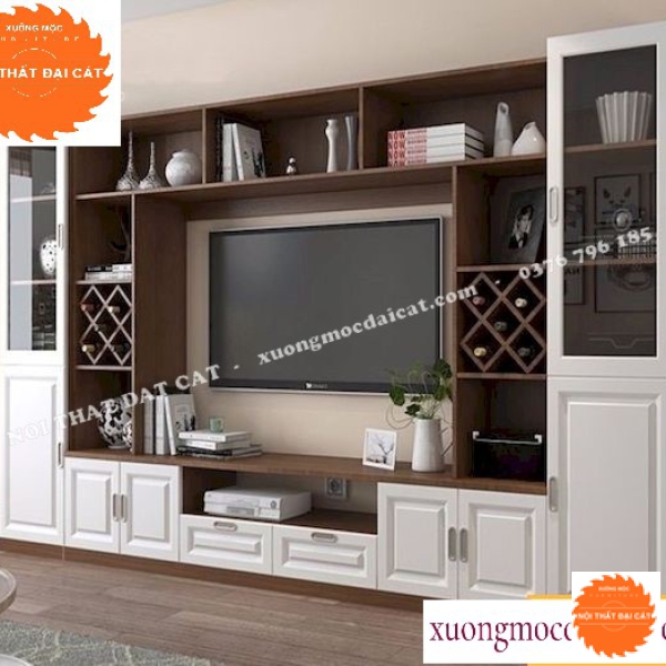 Kệ tivi kết hợp tủ rượu tân cổ điển KKH075