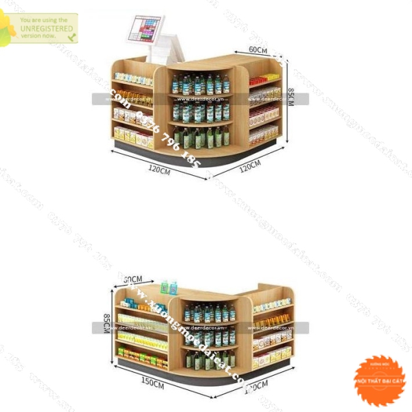 Quầy thu ngân kèm kệ trưng bày QTN026