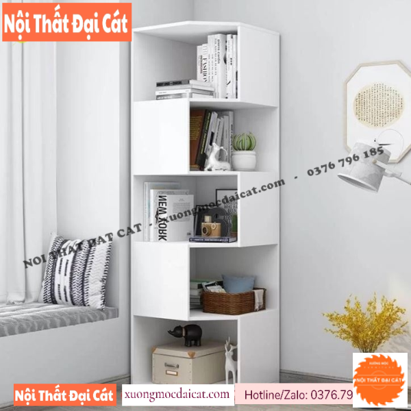 Kệ trang trí kết hợp tủ ở góc tường KTT141