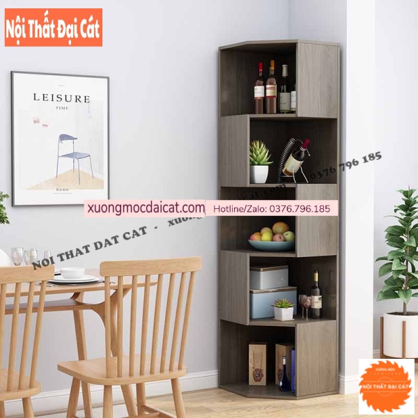 Kệ trang trí kết hợp tủ ở góc tường KTT141