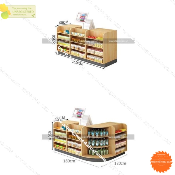 Quầy thu ngân kèm kệ trưng bày QTN026