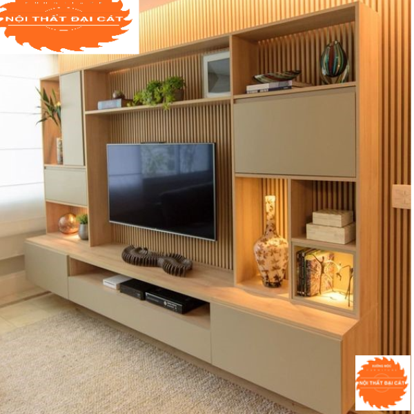 Kệ tivi thiết kế kết hợp vách ốp tivi KTV020