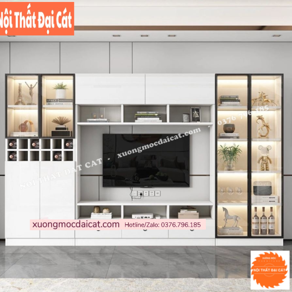 Kệ tivi kết hợp tủ rượu đèn led KKH076