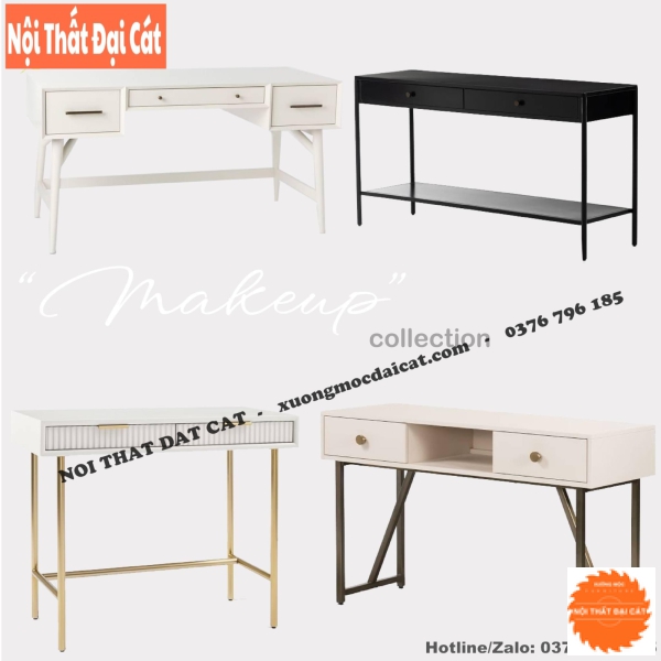 Bàn trang điểm thiết kế chân sắt BTĐ085